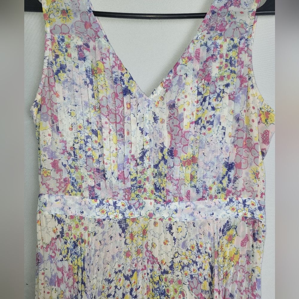 Plenty Tracey Reese Accordion Pleated Floral Romantic Whimsy Vneck Dress 6 - Picture 3 of 9